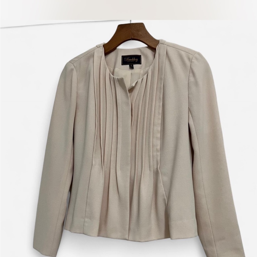 Buckley for J.Crew Cream Ivory Pleated Long Sleeve Blouse Size 0